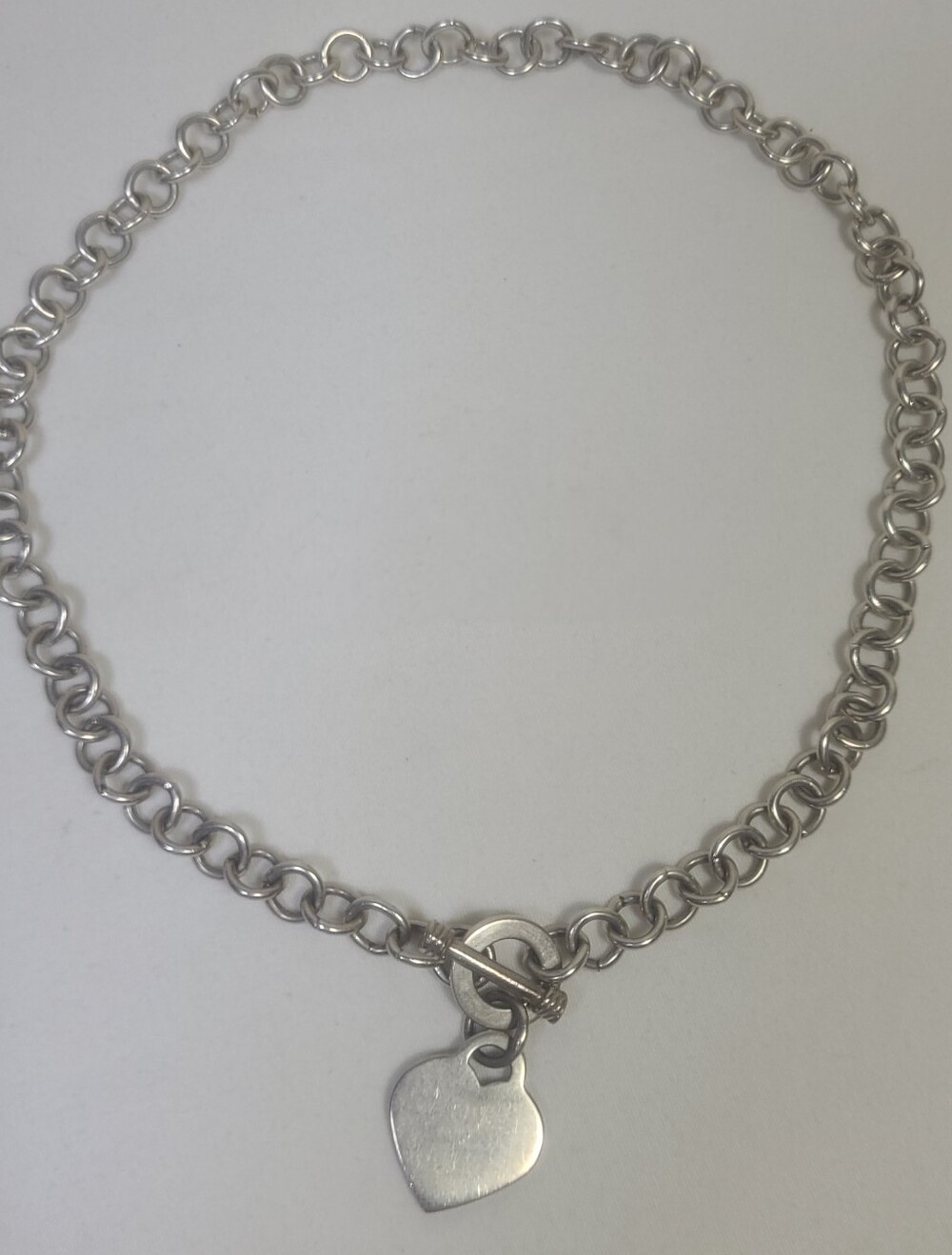 PGDA Italy Sterling Silver 925 Heart Pendant Toggle Chain Necklace